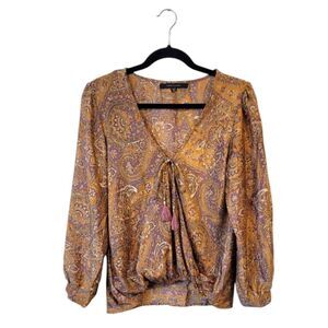 Karma Highway Orange And Purple Paisley Blouse One Size